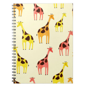 Cartoon Giraffe: Farbiges Vintages Muster. Notizblock