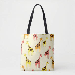 Cartoon Giraffe: Farbiges Vintages Muster. Tasche