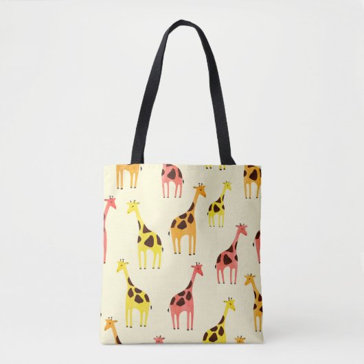 Cartoon Giraffe: Farbiges Vintages Muster. Tasche (Vorderseite)