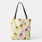 Cartoon Giraffe: Farbiges Vintages Muster. Tasche (Rückseite)