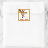 Cartoon Giraffe Förderung Quadratischer Aufkleber (Tasche)