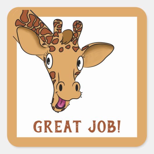 Cartoon Giraffe Förderung Quadratischer Aufkleber (Vorderseite)