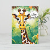 Cartoon Giraffe Geburtstagsparty Einladung (Stehend Vorderseite)