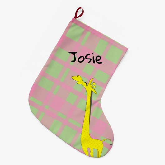 Cartoon Giraffe Großer Weihnachtsstrumpf (Vorderansicht (hängend))