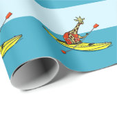 Cartoon Giraffe im Kajak Geschenkpapier (Rolleneckpunkt)