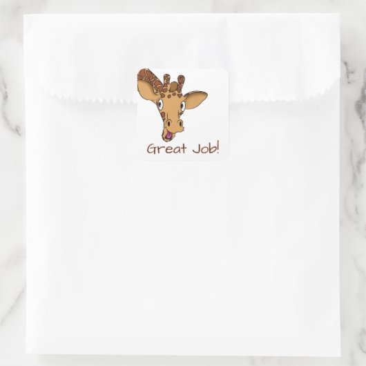 Cartoon Giraffe individuell anpassbar Quadratischer Aufkleber (Tasche)