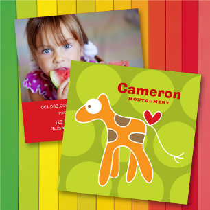 Cartoon Giraffe Kid Profil Foto Calling Card Quadratische Visitenkarte