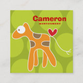 Cartoon Giraffe Kid Profil Foto Calling Card Quadratische Visitenkarte (Vorderseite)