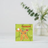 Cartoon Giraffe Kid Profil Foto Calling Card Quadratische Visitenkarte (Stehend Vorderseite)