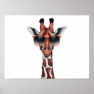 Cartoon Giraffe mit Sonnenbrille Poster