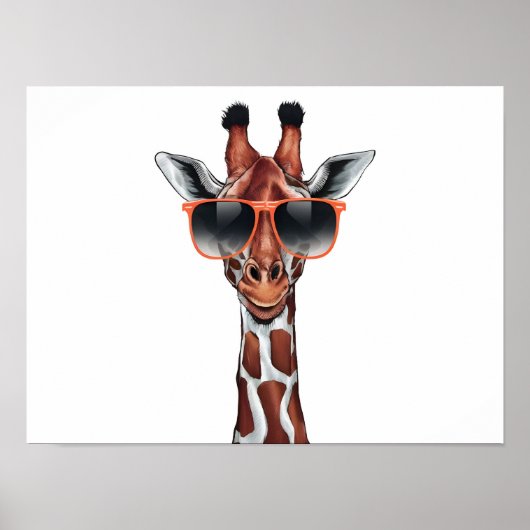 Cartoon Giraffe mit Sonnenbrille Poster (Vorne)