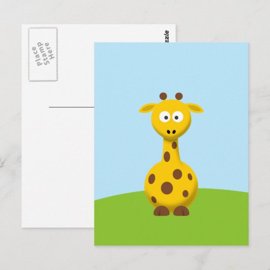 Cartoon Giraffe Postkarte (Vorne/Hinten)
