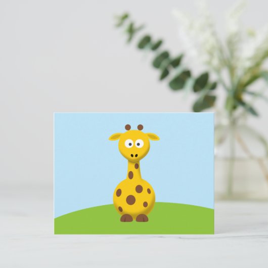 Cartoon Giraffe Postkarte (Stehend Vorderseite)