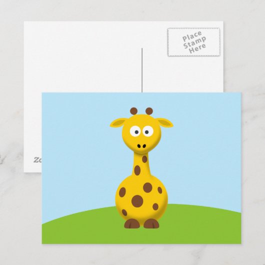 Cartoon Giraffe Postkarte (Vorne/Hinten)