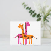 Cartoon Giraffe Postkarte (Stehend Vorderseite)