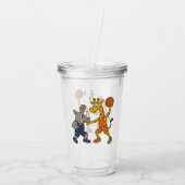 Cartoon giraffe & rhino playing basketball acryltrinkbecher (Rückseite)
