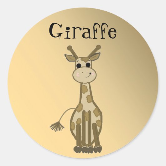 Cartoon Giraffe Runder Aufkleber (Vorderseite)