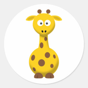 Cartoon Giraffe Runder Aufkleber