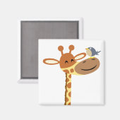 Cartoon Giraffe und Freundmagnet Magnet (Vorderseite/Rückseite)