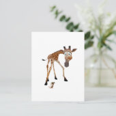 Cartoon Giraffe und Maus Postkarte (Stehend Vorderseite)