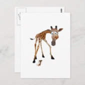Cartoon Giraffe und Maus Postkarte (Vorne/Hinten)