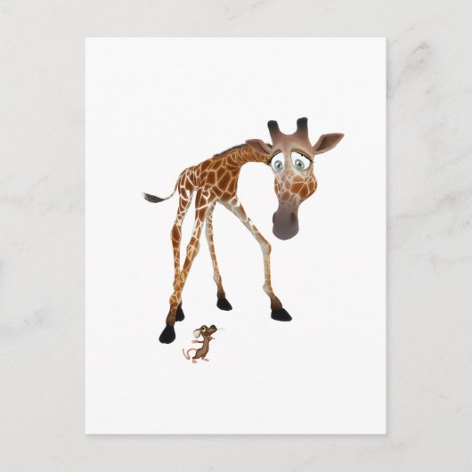Cartoon Giraffe und Maus Postkarte (Vorderseite)