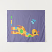 Cartoon Giraffe und Schmetterling Wandteppich (Vorderseite (Horizontal))