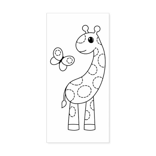 Cartoon Giraffe und Schmetterlingsfarbe Gummistempel (Prägung)