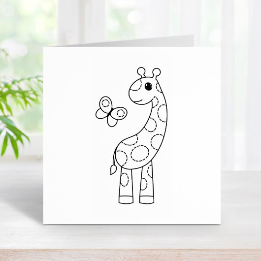 Cartoon Giraffe und Schmetterlingsfarbe Gummistempel