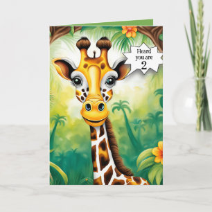 Cartoon Giraffe zum 2. Geburtstag Karte