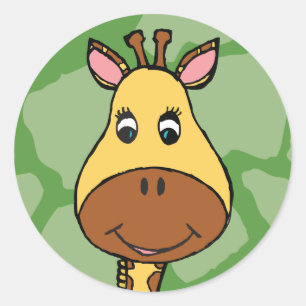 Cartoon-Giraffen-Aufkleber - Zoo-Tiere Runder Aufkleber