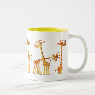 Cartoon Giraffen: Die Herde-Tasse Zweifarbige Tasse