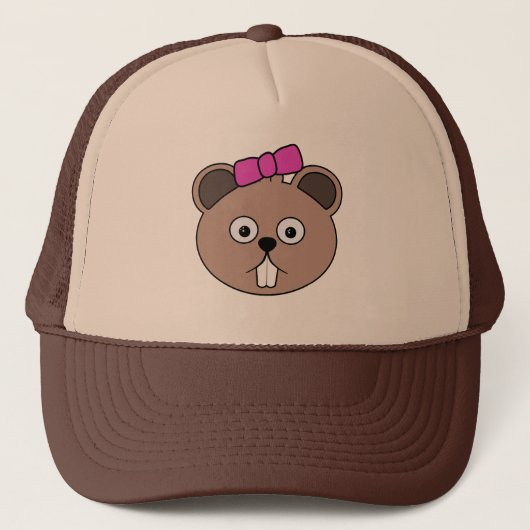 Cartoon Girl Beaver Face Hat Truckerkappe (Vorderseite)