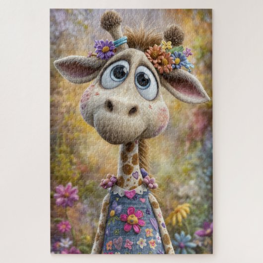 Cartoon Girl Giraffe Puzzle (Vertikal)