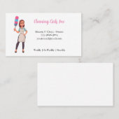 Cartoon Girl House Reinigungsservice Business Card Visitenkarte (Vorne/Hinten)