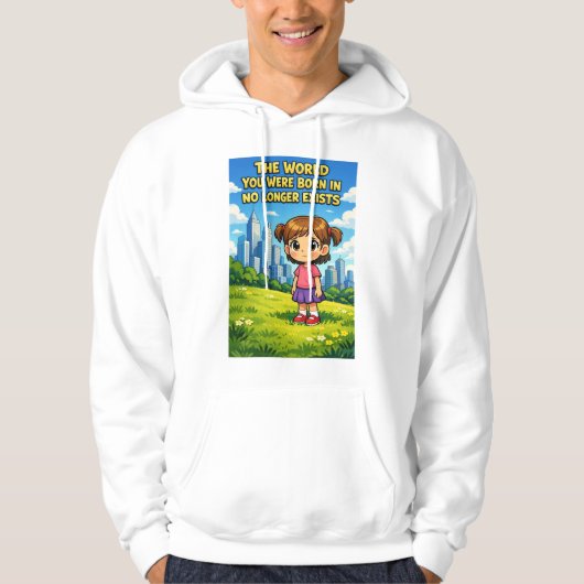 Cartoon Girl Lost Innocence Past vs Future Graphic Hoodie (Vorderseite)