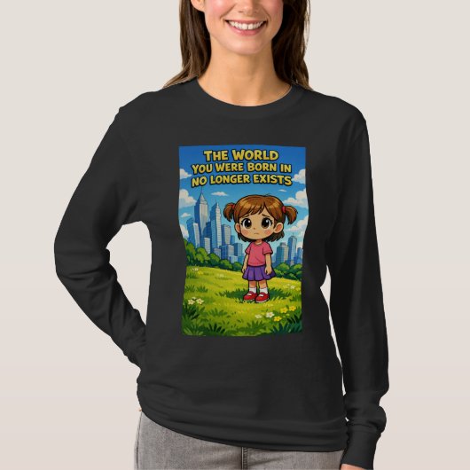 Cartoon Girl Lost Innocence Past vs Future Graphic T-Shirt (Vorderseite)
