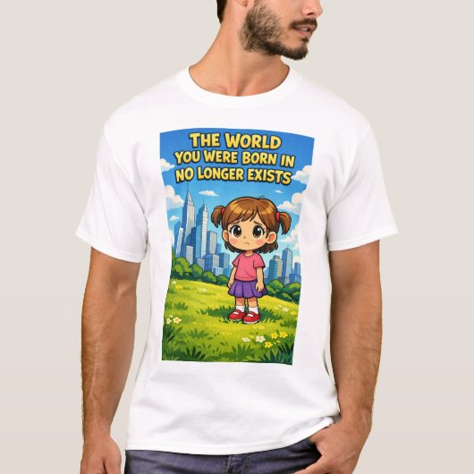 Cartoon Girl Lost Innocence Past vs Future Graphic T-Shirt (Vorderseite)
