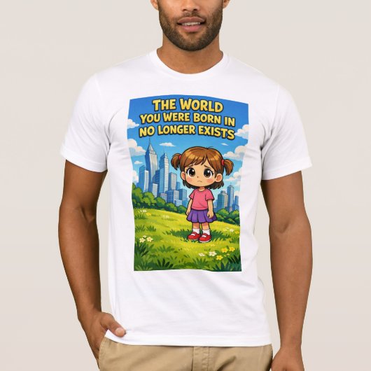 Cartoon Girl Lost Innocence Past vs Future Graphic T-Shirt (Vorderseite)