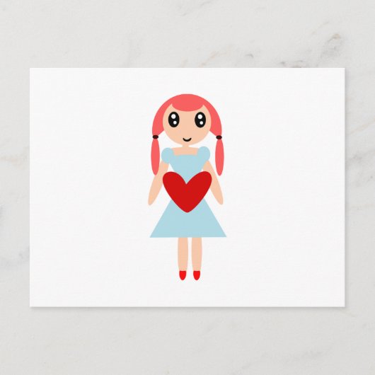Cartoon Girl mit Herz Postkarte (Vorderseite)