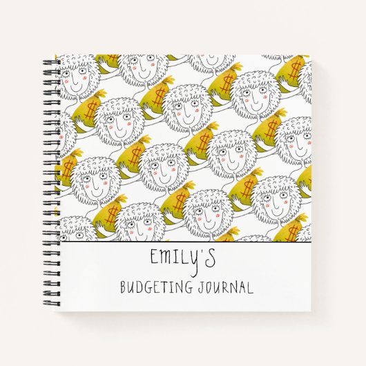 Cartoon Girl Money Muster Name Budgeting Journal Notizblock (Vorderseite)