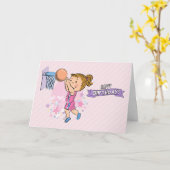 Cartoon Girl Playing Basketball Birthday Card Karte (Gelbe Blume)