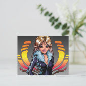 Cartoon Girl Postkarte (Stehend Vorderseite)