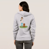 Cartoon Girl & Ruby Cavalier Spaniel Cartoon Dog Hoodie (Schwarz voll)