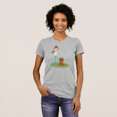 Cartoon Girl & Ruby Cavalier Spaniel Cartoon Dog T-Shirt (Vorne ganz)