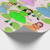 Cartoon Girls Children Dolls Dresses Toy Art Geschenkpapier (Ecke)