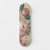 Cartoon Girls Face D Brand Skateboard (Vorderseite)