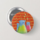 Cartoon Glass Science Ausrüstung auf einer Bank Button (Vorne & Hinten)