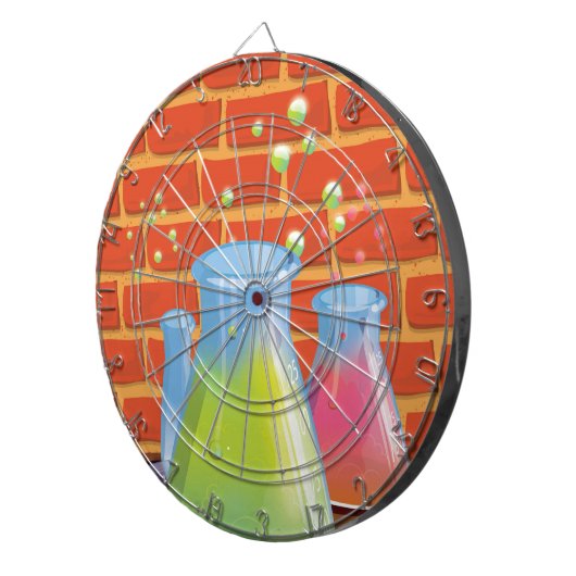Cartoon Glass Science Ausrüstung auf einer Bank Dartscheibe (Vorderseite rechts)