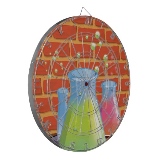 Cartoon Glass Science Ausrüstung auf einer Bank Dartscheibe (Vorderseite Links)